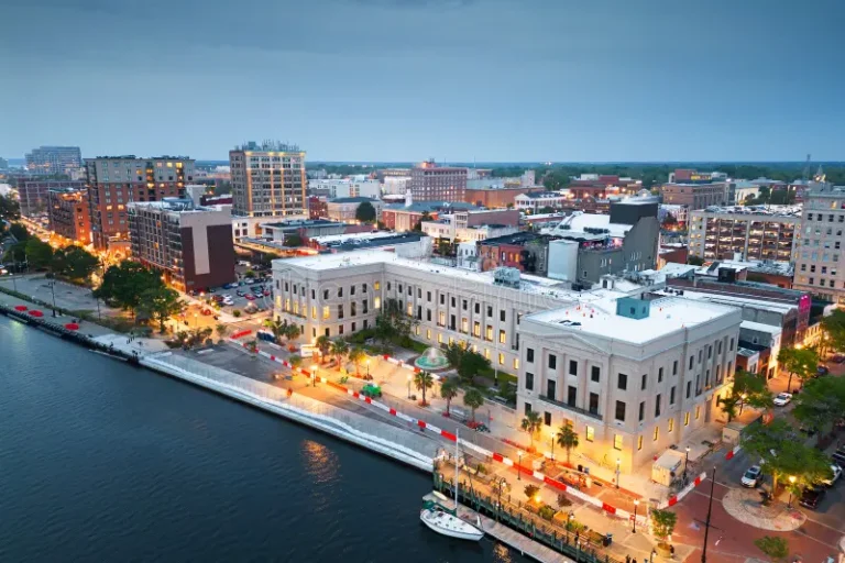 wilmington-north-carolina-usa-aerial-cityscape-dusk-277760100